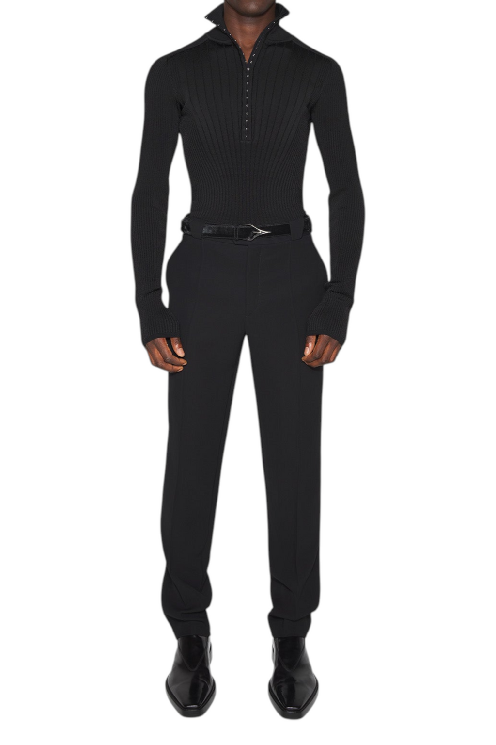 Mugler Hook-and-Eye Ribbed Top