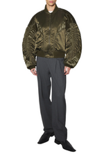 Mugler Military Green Satiny Bomber Jacket