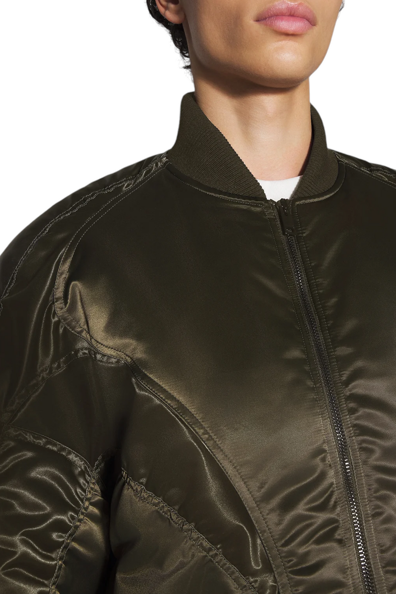 Mugler Military Green Satiny Bomber Jacket