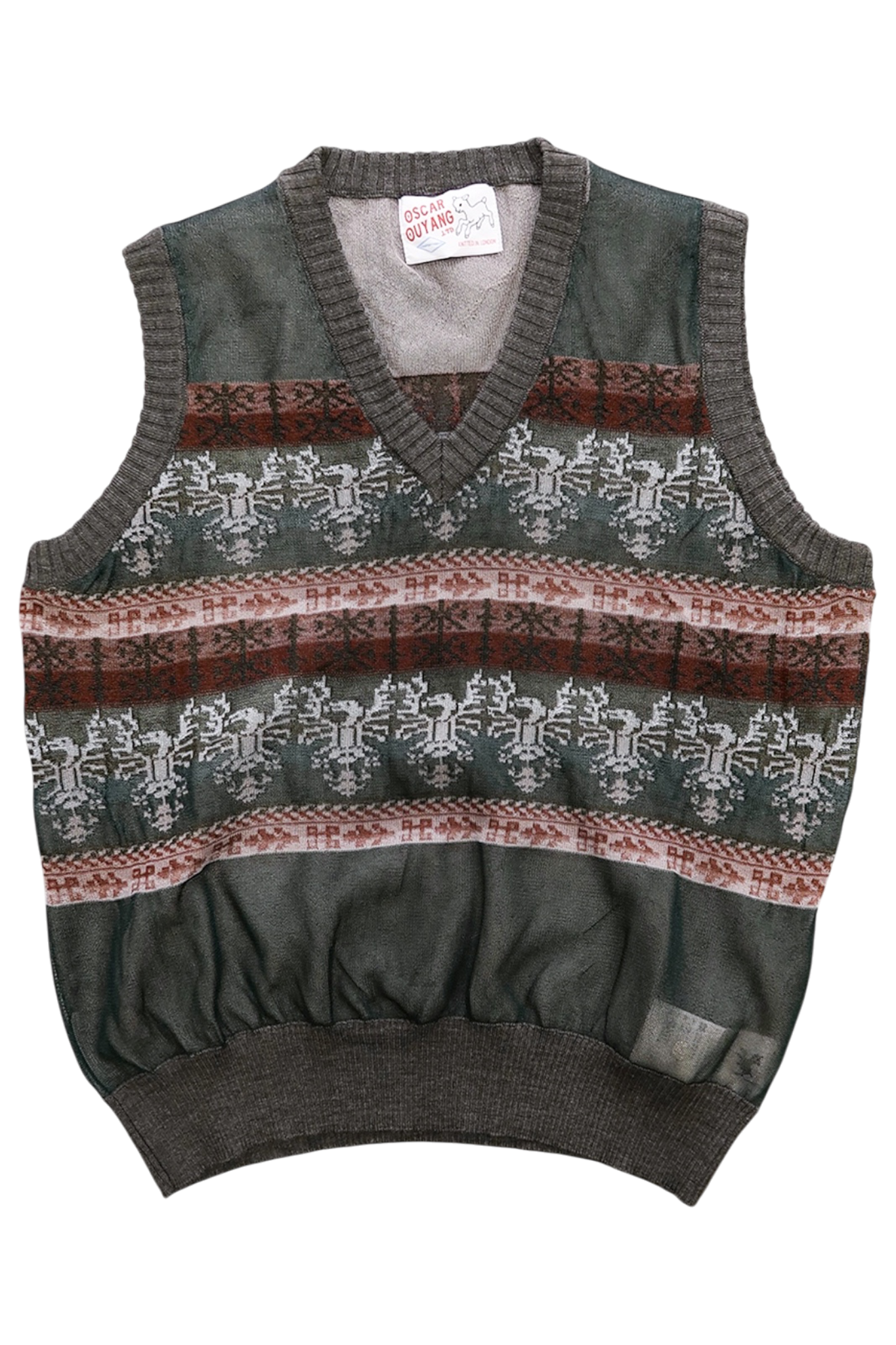 Oscar Ouyang Jacquard V Neck Vest