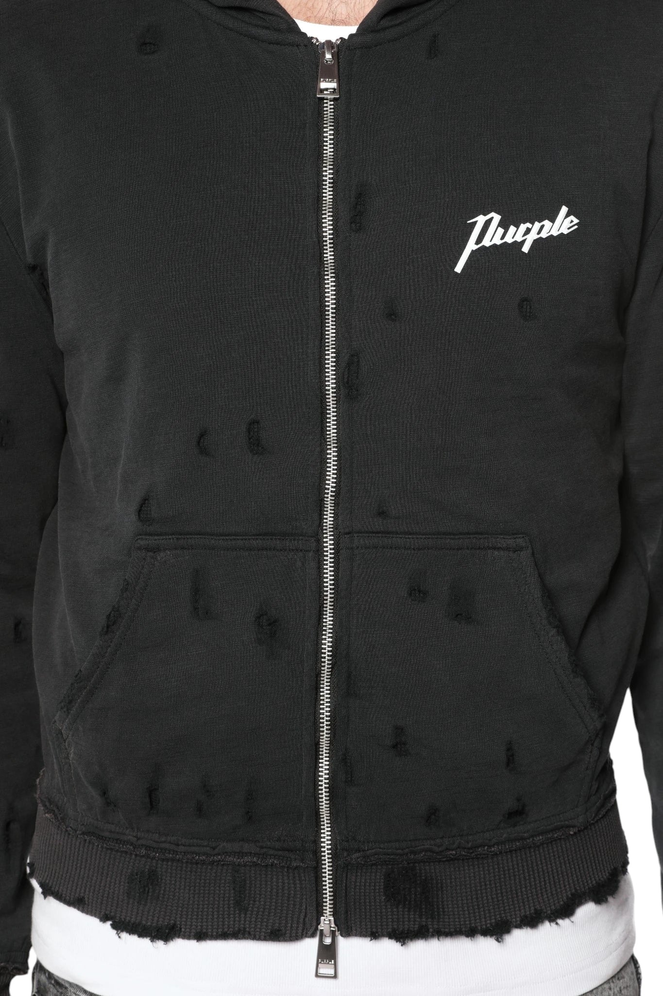 Purple Brand Mwt Slub Shrunken Fz Hoodie