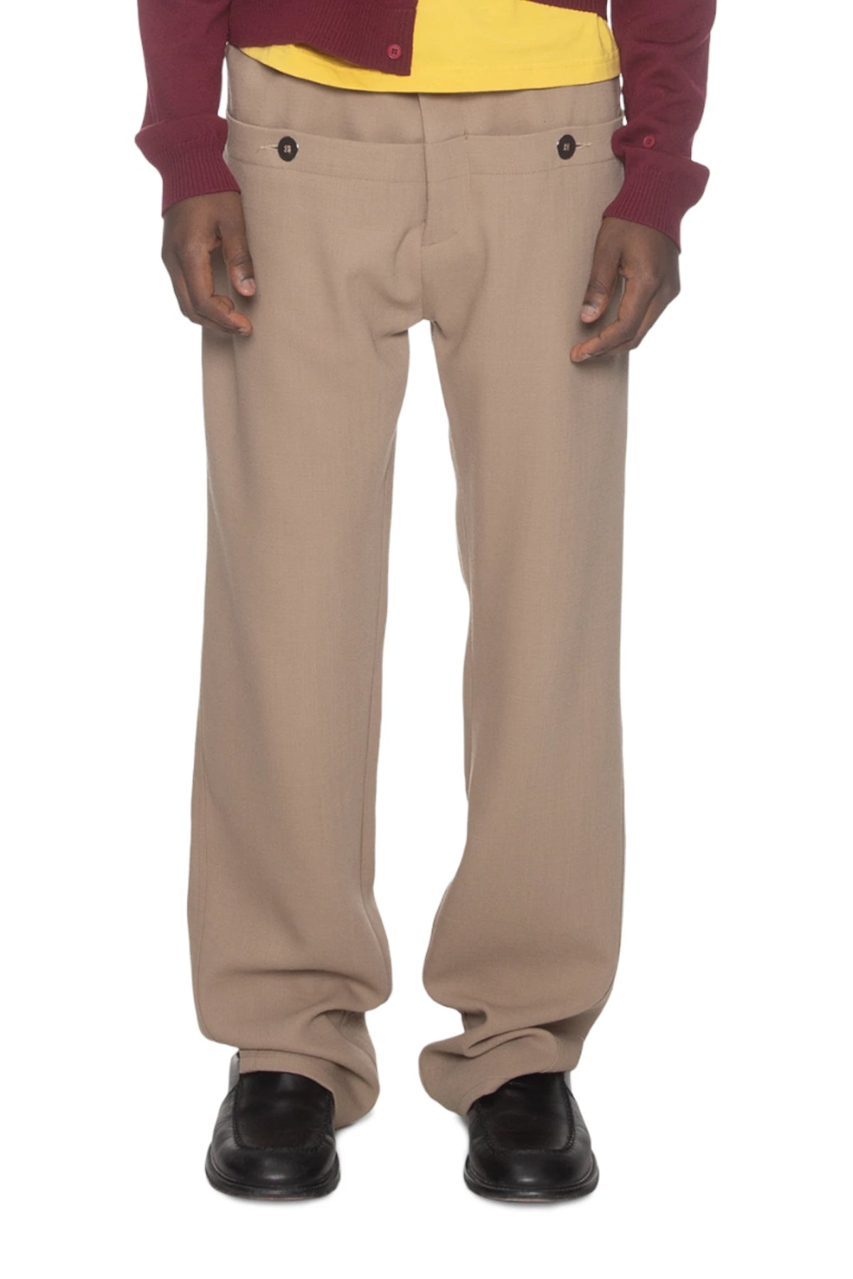 Spencer Badu Brown Button Wool Trouser