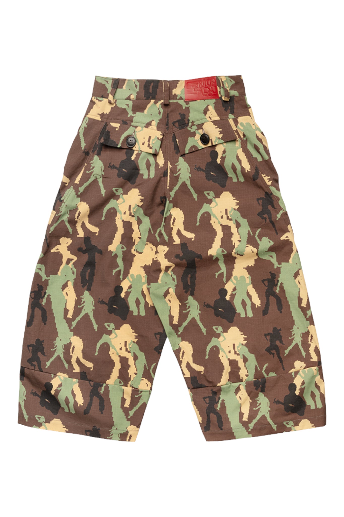 Spencer Badu Camo Slashed Shorts
