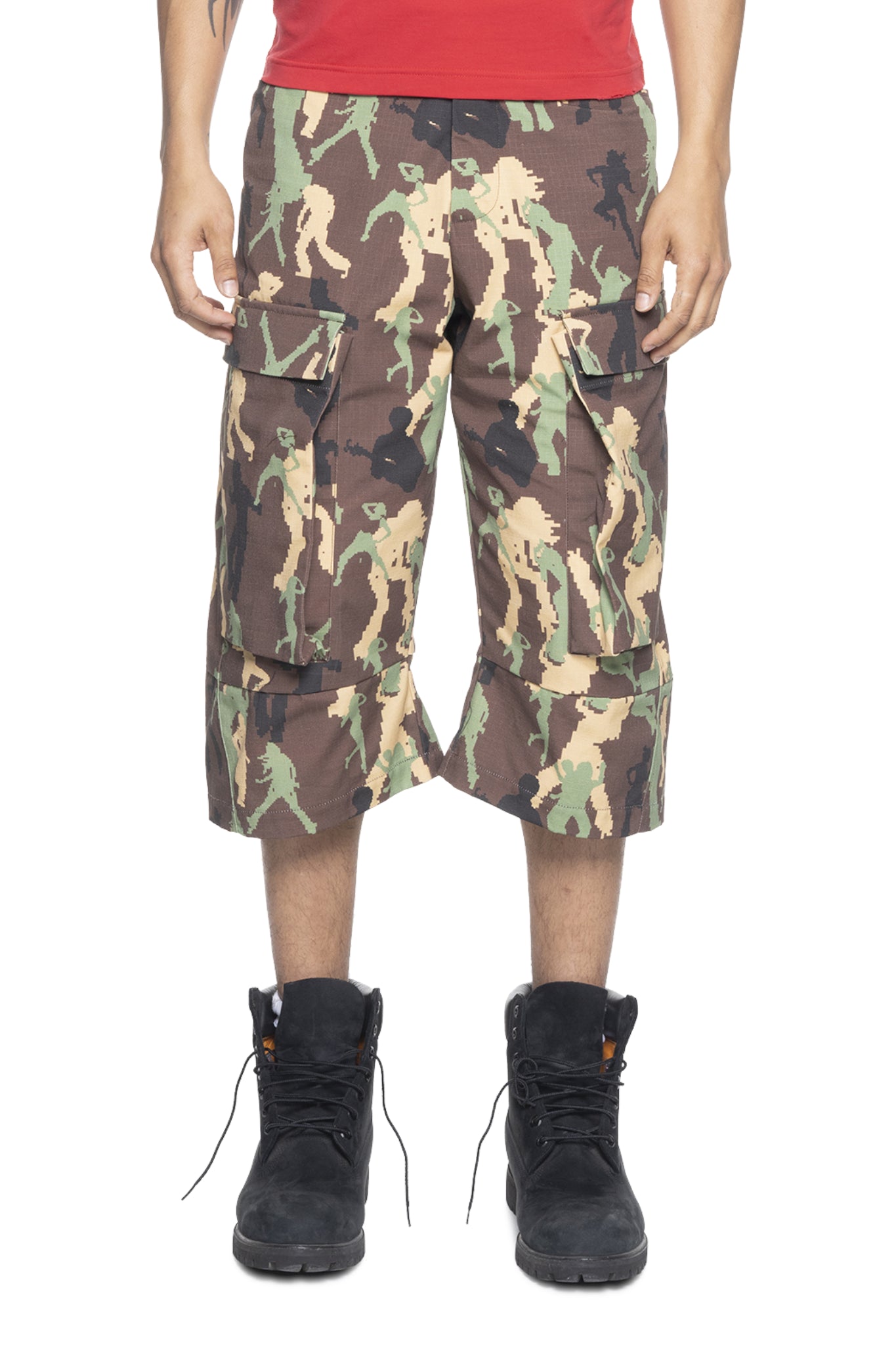 Spencer Badu Camo Slashed Shorts
