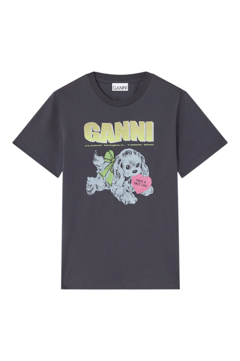 Ganni Basic Cotton Jersey Neon Puppy  T-Shirt