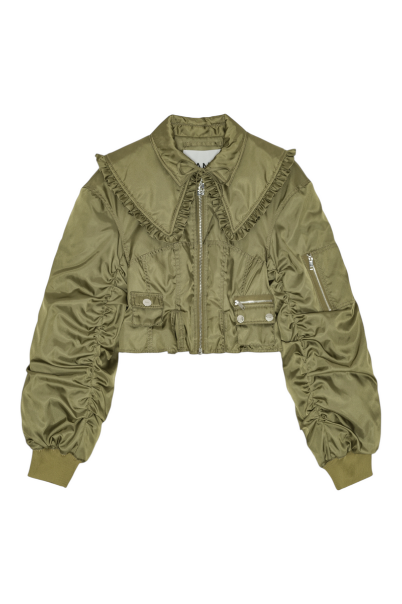 Ganni Duchesse Nylon Fitted Jacket
