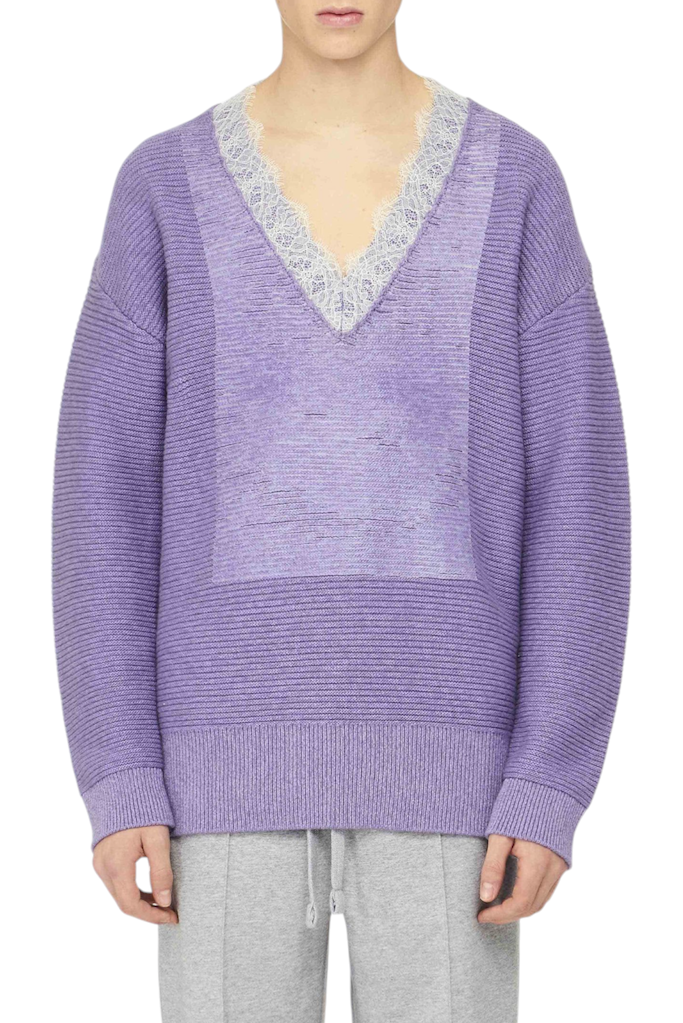 JW Anderson Lace Trim V Neck Jumper