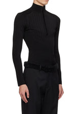 Mugler Hook-and-Eye Ribbed Top