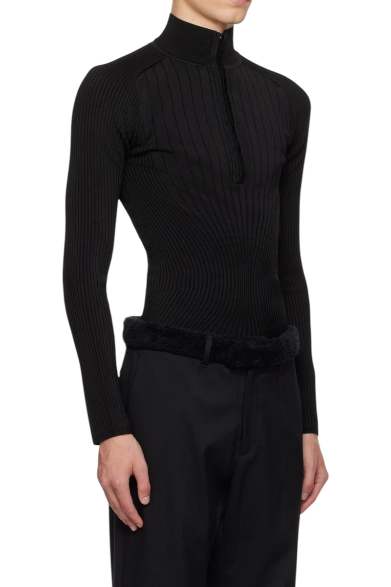 Mugler Hook-and-Eye Ribbed Top