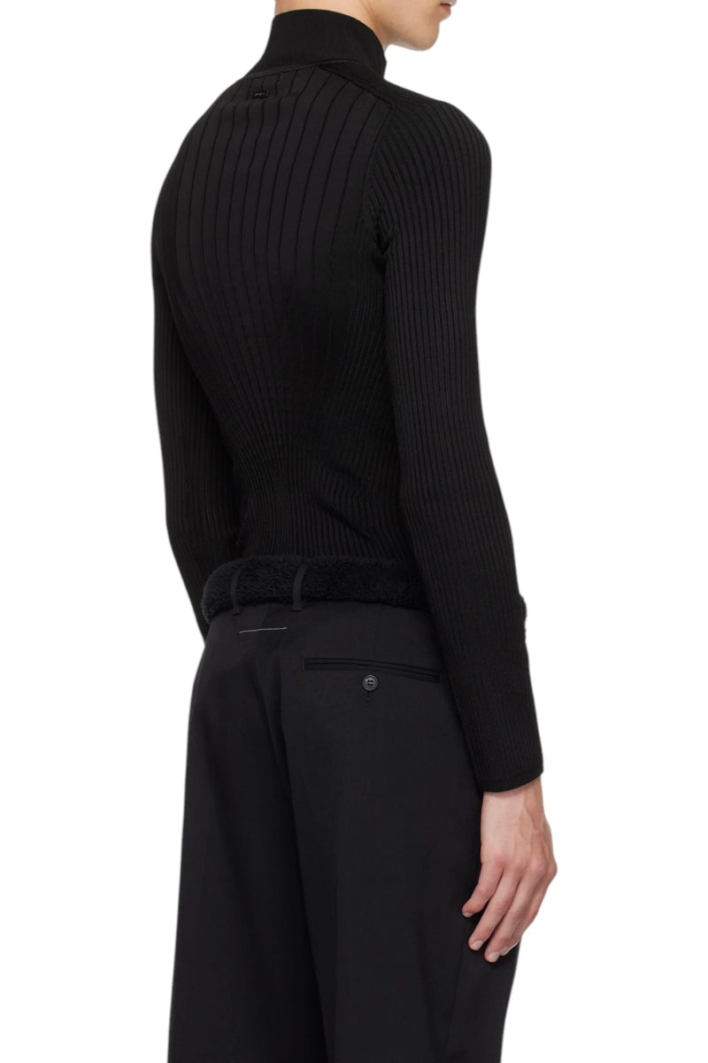 Mugler Hook-and-Eye Ribbed Top