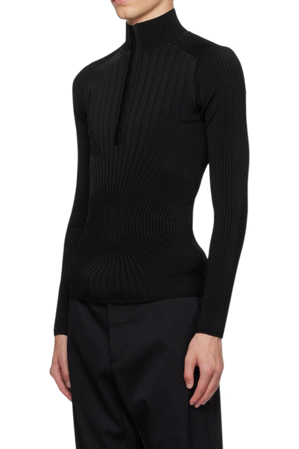 Mugler Hook-and-Eye Ribbed Top