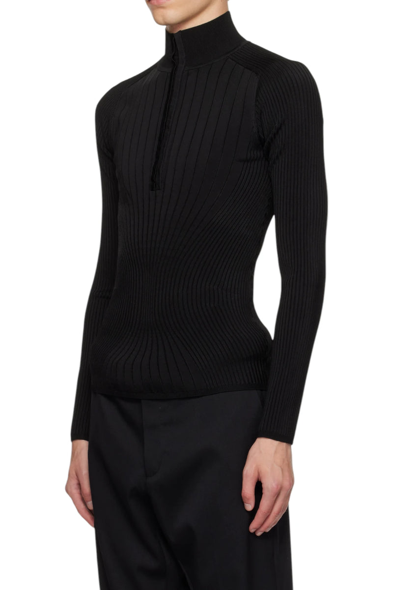 Mugler Hook-and-Eye Ribbed Top